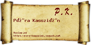 Póra Kasszián névjegykártya
